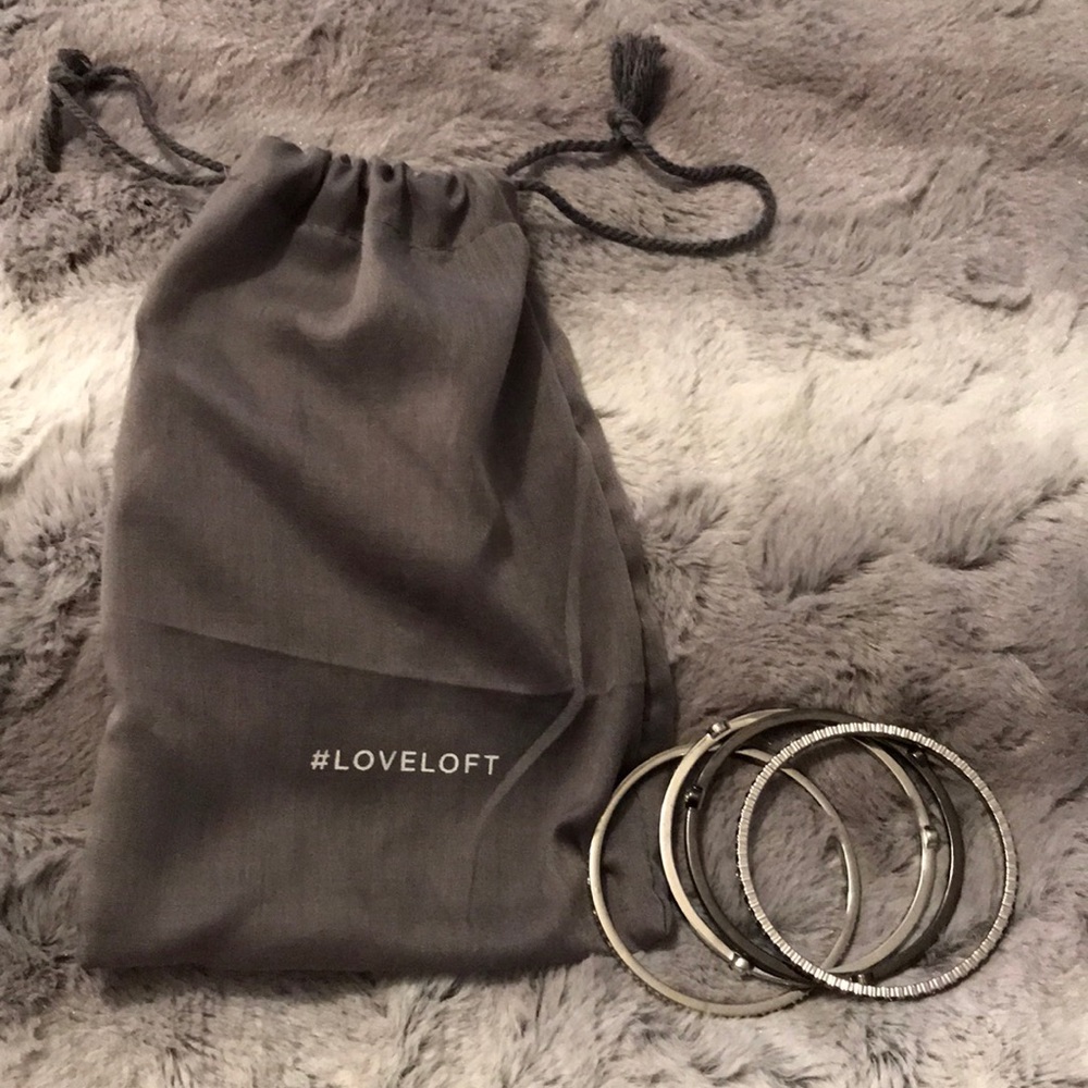 Loft Bangle Bracelets (Silver & Charcoal Grey)